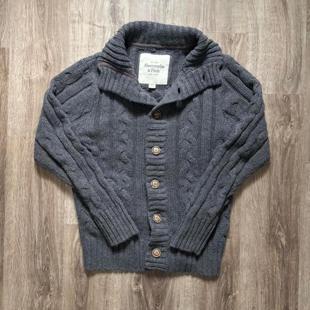 Y2K Abercrombie & Fitch Grey Sweater button up women's XL